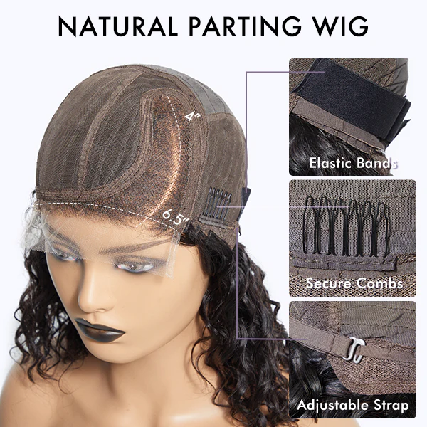 Jewel Crown | Peluca de encaje HD minimalista, sin pegamento, con ondas sueltas, parte C izquierda, elástica, de 25 cm, lista para usar