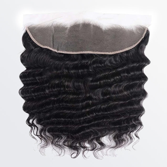 14-20 Inch 13" x 4" Loose Deep Wavy Free Parted Frontal #1B Natural Black