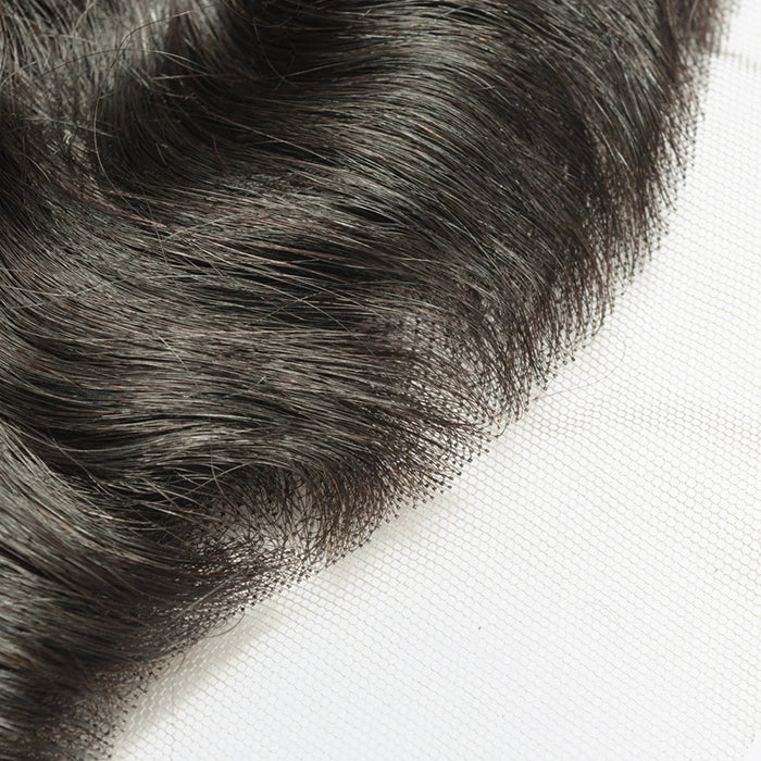 14-20 Inch 13" x 4" Natural Wavy Free Parted Frontal #1B Natural Black