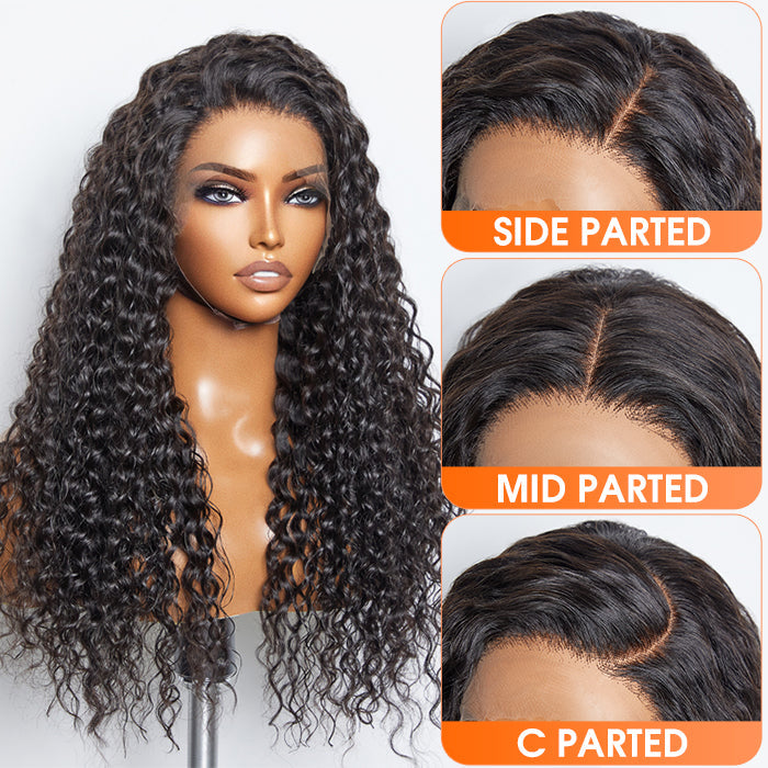 Glimmering Gem | Glueless 3D Cap Pre-bleached Water Wave 13x4 Transparent Lace Front Wig 150% Density