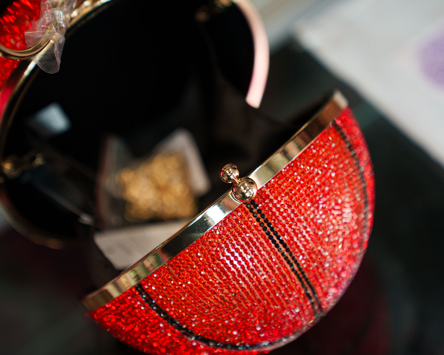 Full Rhinestone Basketball Metal Chain Bag