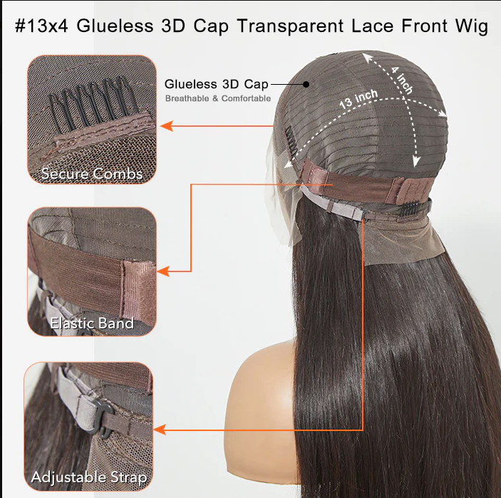 Gleaming Grace | Glueless 3D Cap Pre-bleached Straight 13x4 Transparent Lace Front Wig 150% Density