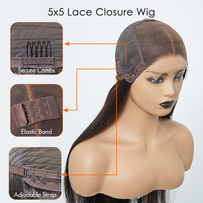 Luminous Aura | 5x5 Glueless Lace Closure Wig 180% Density Straight