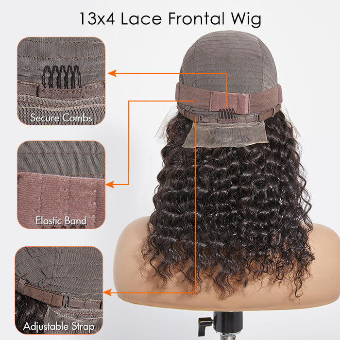 Diamond Glow | Glueless 3D Cap Pre-bleached Deep Curly 13x4 Transparent Lace Front Wig 150% Density