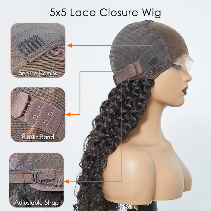 Opulent Shine | 5x5 Glueless Lace Closure Wig 180% Density Deep Wave