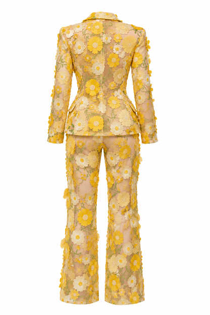 Black Grace | Yellow Floral Power Suit