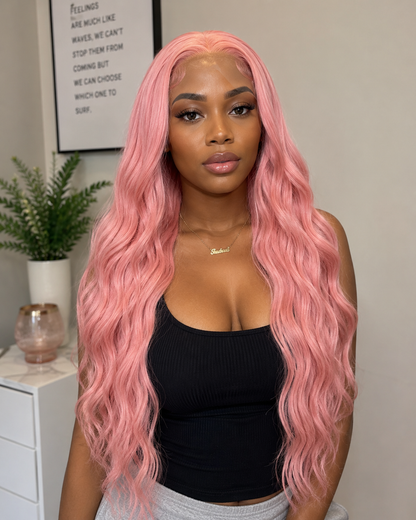 Aria | 30" Blush Pink Water Wave Lace Front Wig