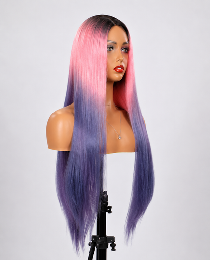 Cotton Candy Dream | 30" Long Straight Ombre Lace Front Wig