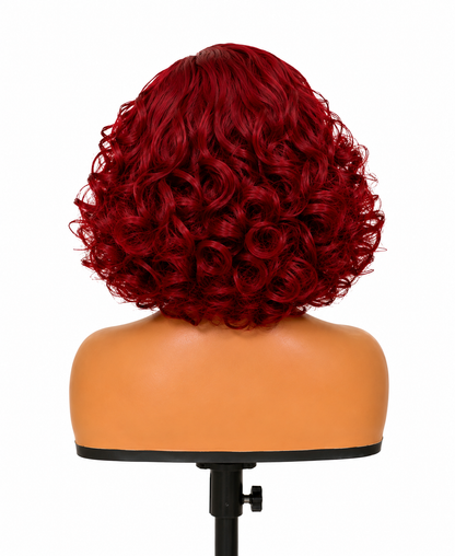 Camille | 12" Burgundy Curly Bob Lace Front Wig