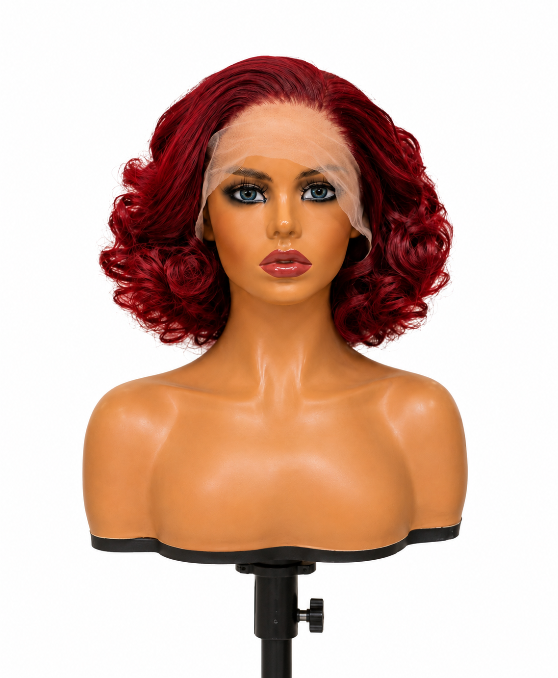 Camille | 12" Burgundy Curly Bob Lace Front Wig