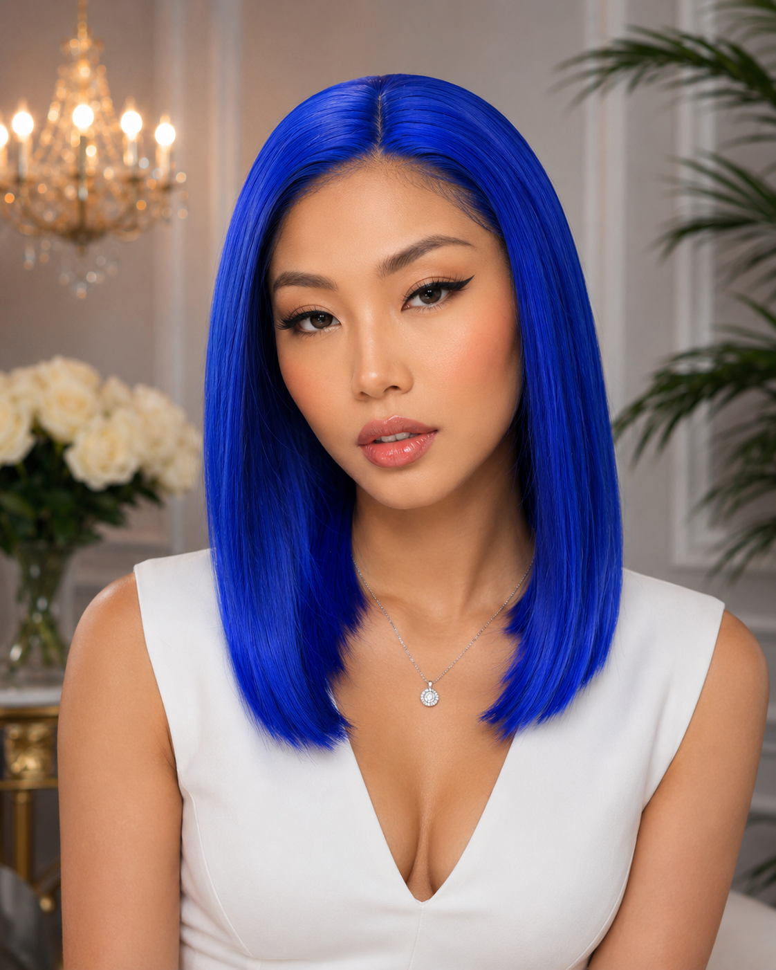 Azure | 16" Electric Blue Sleek Bob Lace Front WIG