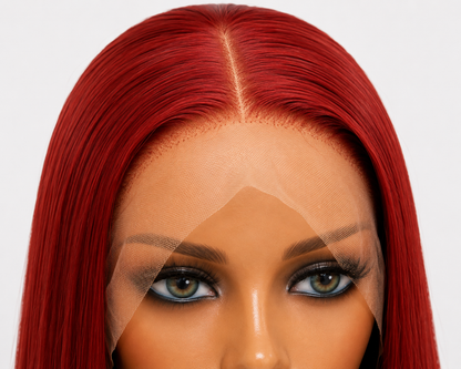 Desire | Long Straight Deep Ruby Red Lace Front Wig