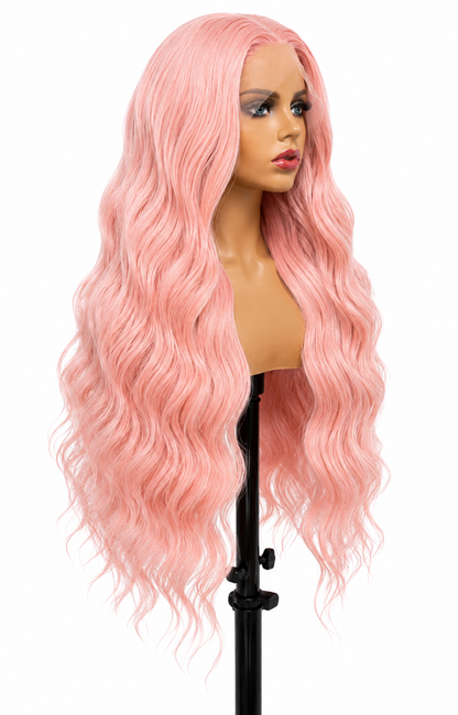 Aria | 30" Blush Pink Water Wave Lace Front Wig