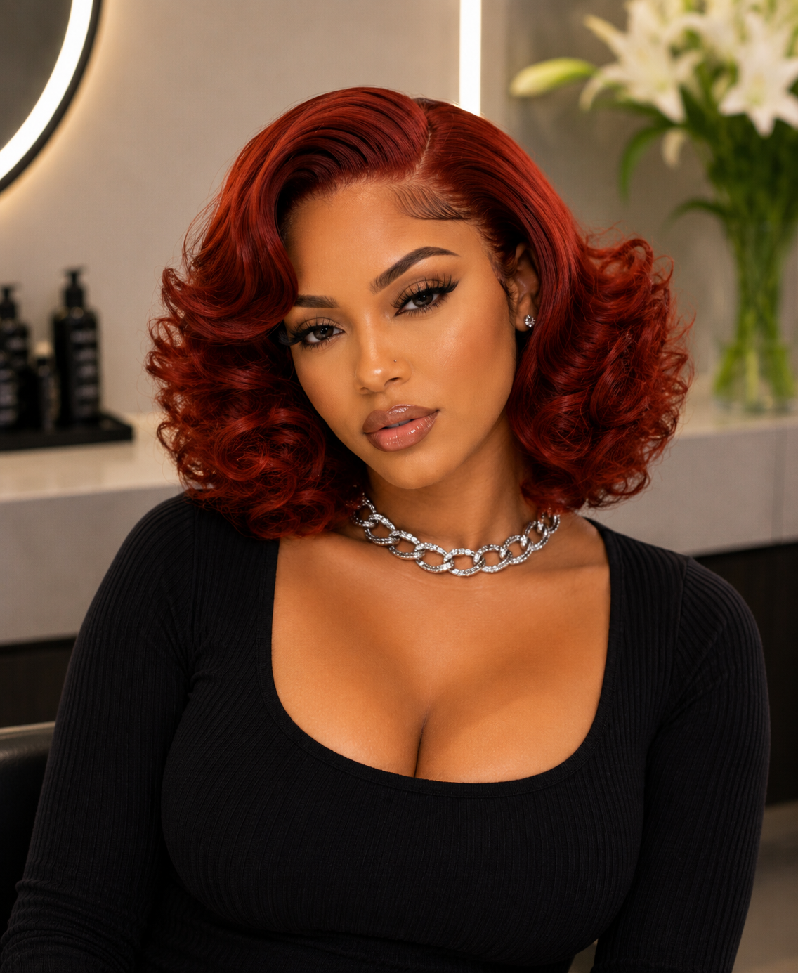 Marlowe | 12" Auburn Curly Bob Lace Front Wig