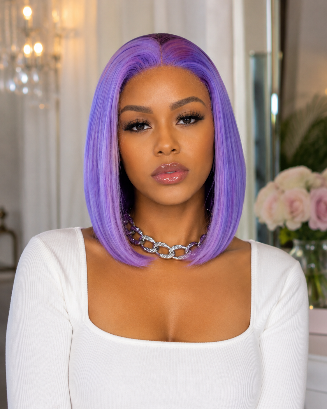 Kalista | 12" Purple Sleek Bob Lace Front Wig