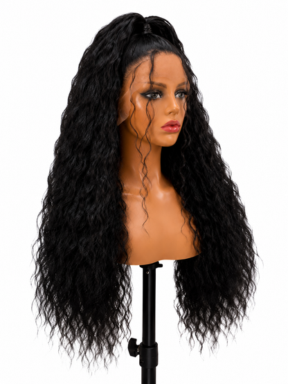 Midnight Curls | 26" Long Curly Half-Up Lace Front Wig