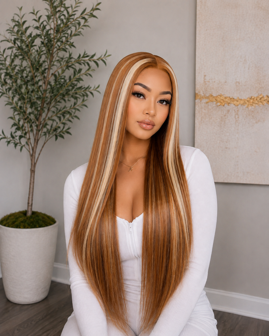 Golden Hour | 30" Long Straight Highlighted Lace Front Wig