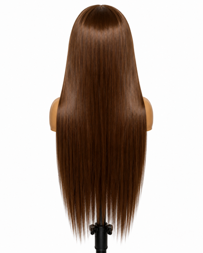 Crowned Mocha | 28" Long Straight Brown Lace Front Wig