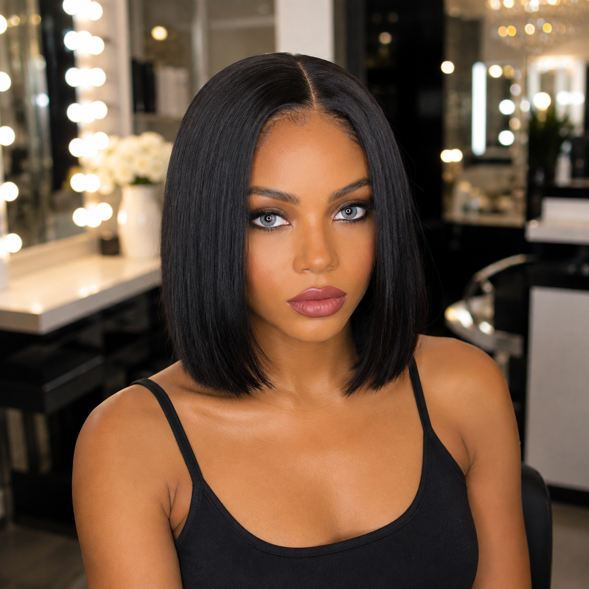 Nia | Classic Black Sleek Bob Lace Front Wig