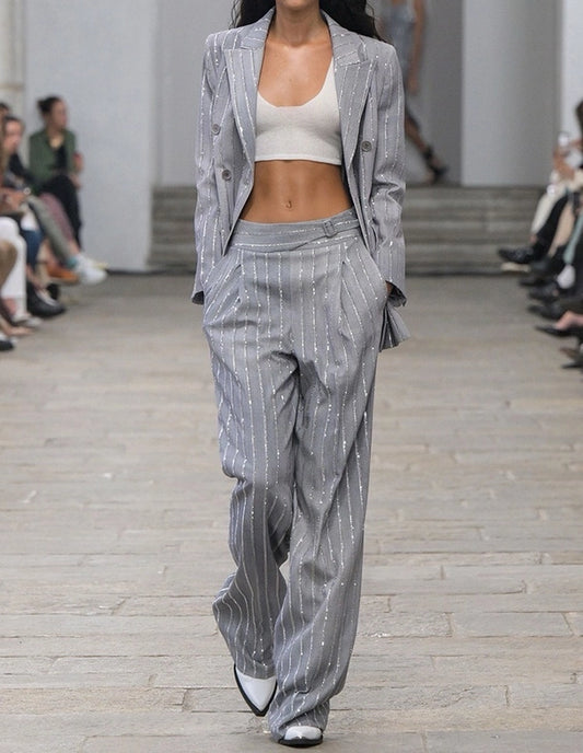 Diamond Embellished Grey Two-Piece Suit