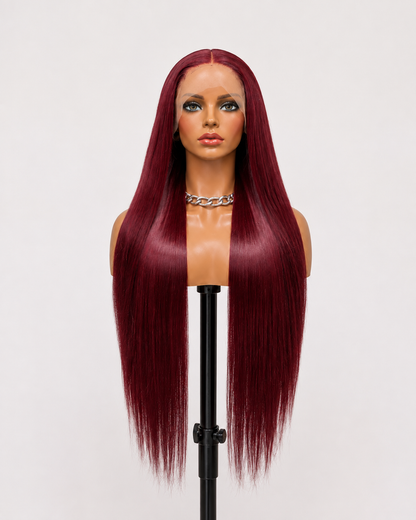 Velvet | Long Straight Burgundy Lace Front Wig