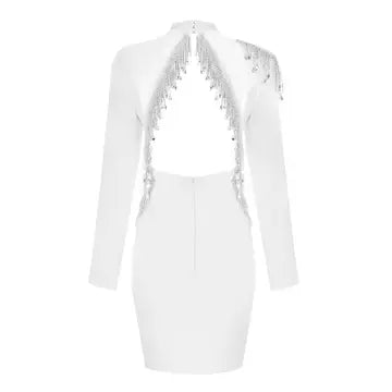 Diamond Tassel Backless Bandage Dress
