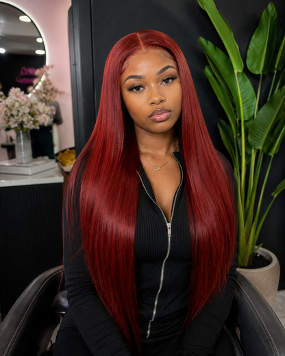 Velvet | 30" Long Straight Red Lace Front Wig