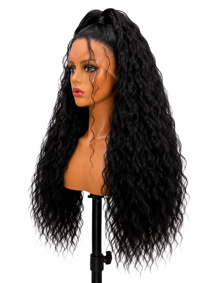 Midnight Curls | 26" Long Curly Half-Up Lace Front Wig