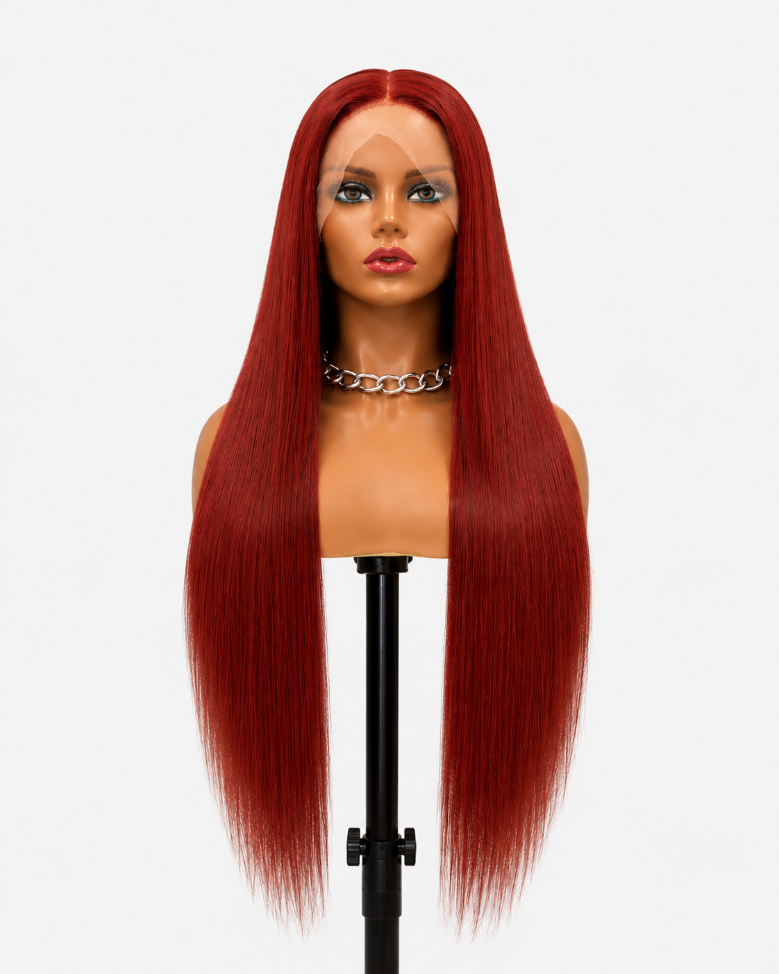 Desire | Long Straight Deep Ruby Red Lace Front Wig