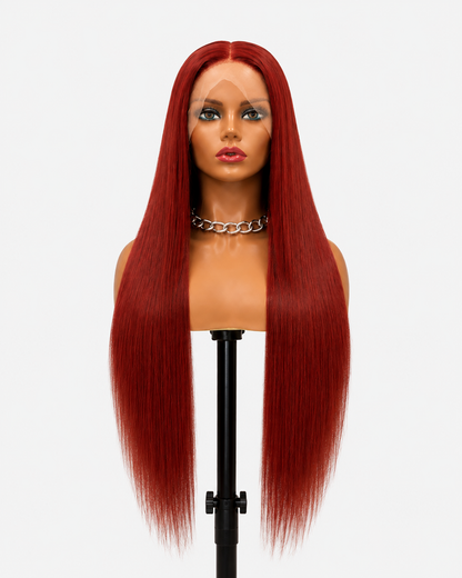 Desire | Long Straight Deep Ruby Red Lace Front Wig