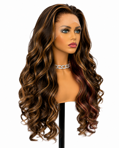 Marielle | 24" Brunette Curly Lace Front Wig