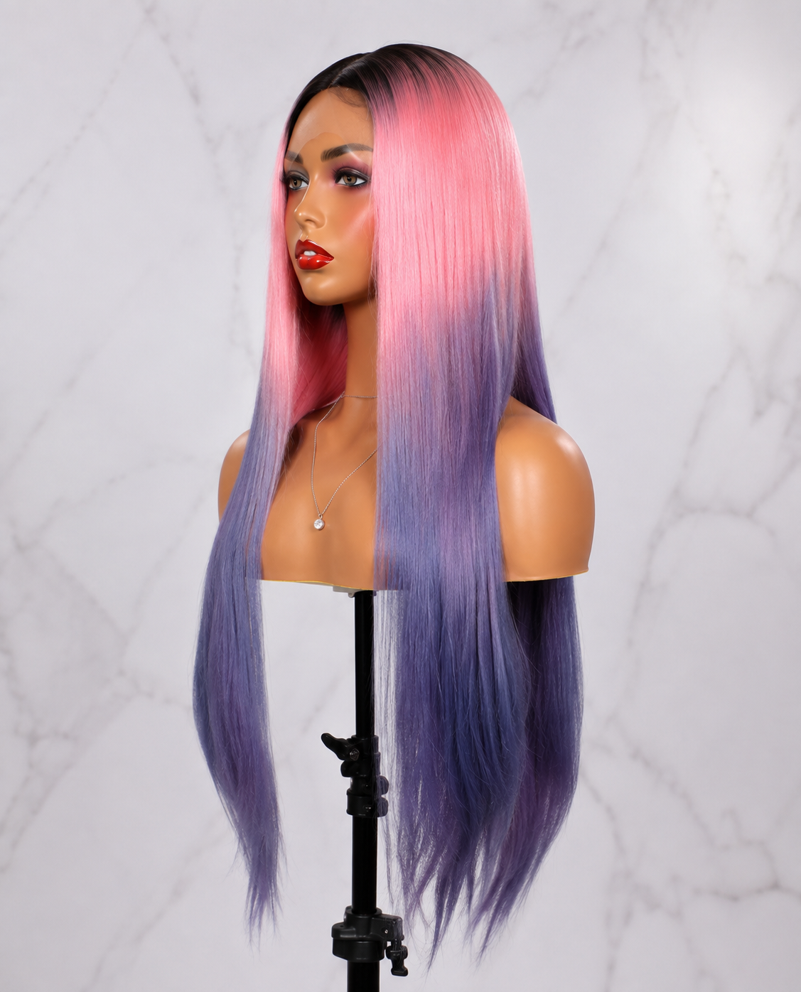 Cotton Candy Dream | 30" Long Straight Ombre Lace Front Wig