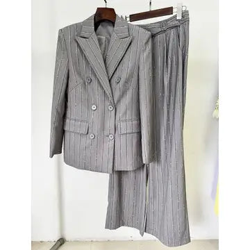 Diamond Embellished Grey Two-Piece Suit