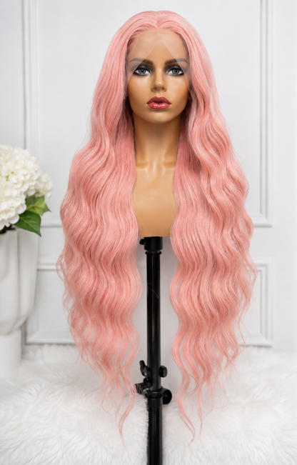Aria | 30" Blush Pink Water Wave Lace Front Wig