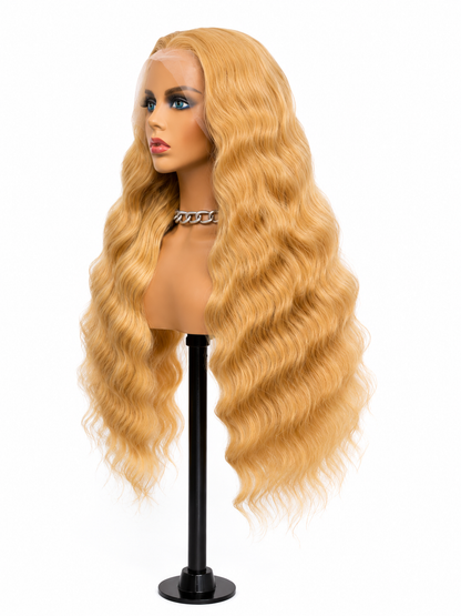 Elara | 28" Golden Blonde Long Water Wave Lace Front Wig