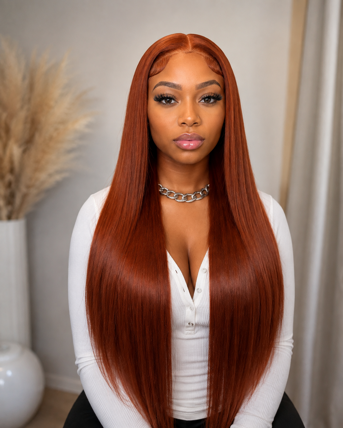 Autumn | Long Straight Copper Auburn Lace Front Wig