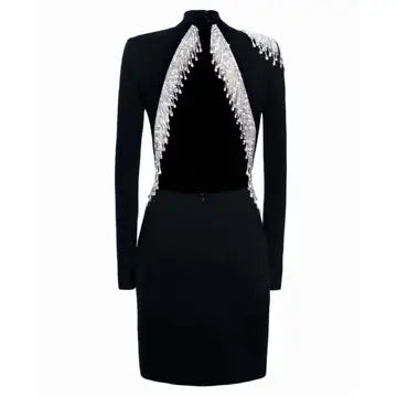 Diamond Tassel Backless Bandage Dress