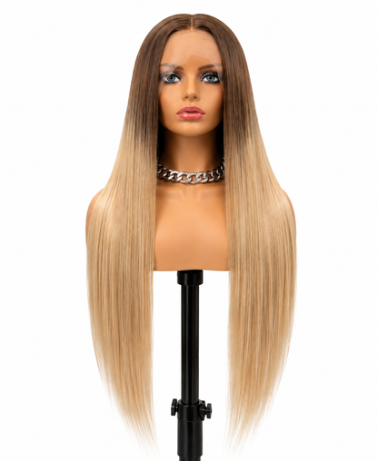 Aurora | Long Straight Blonde Ombre Lace Front Wig