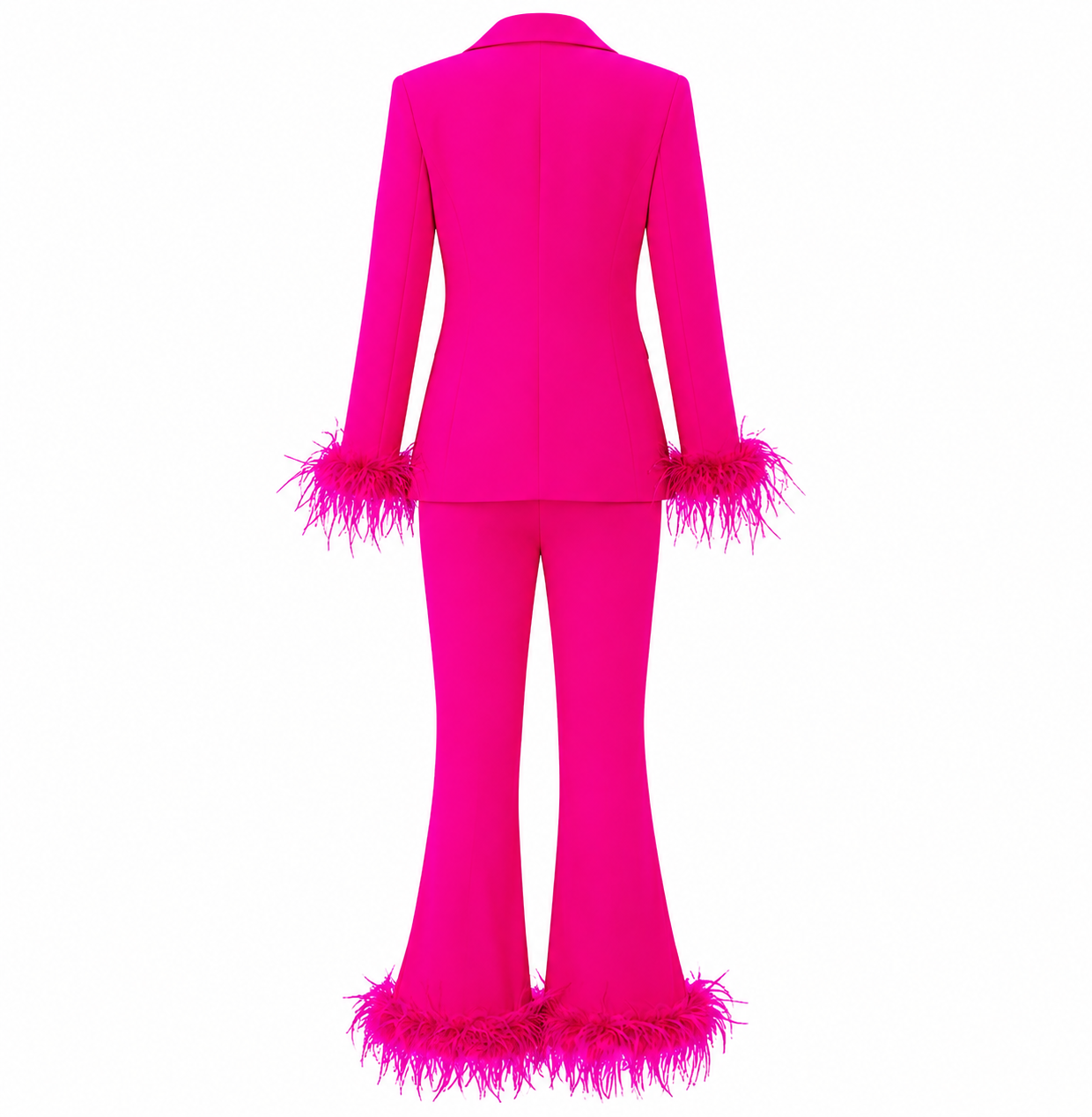 Copper Faith | Hot Pink Feather=Trimmed Power Suit