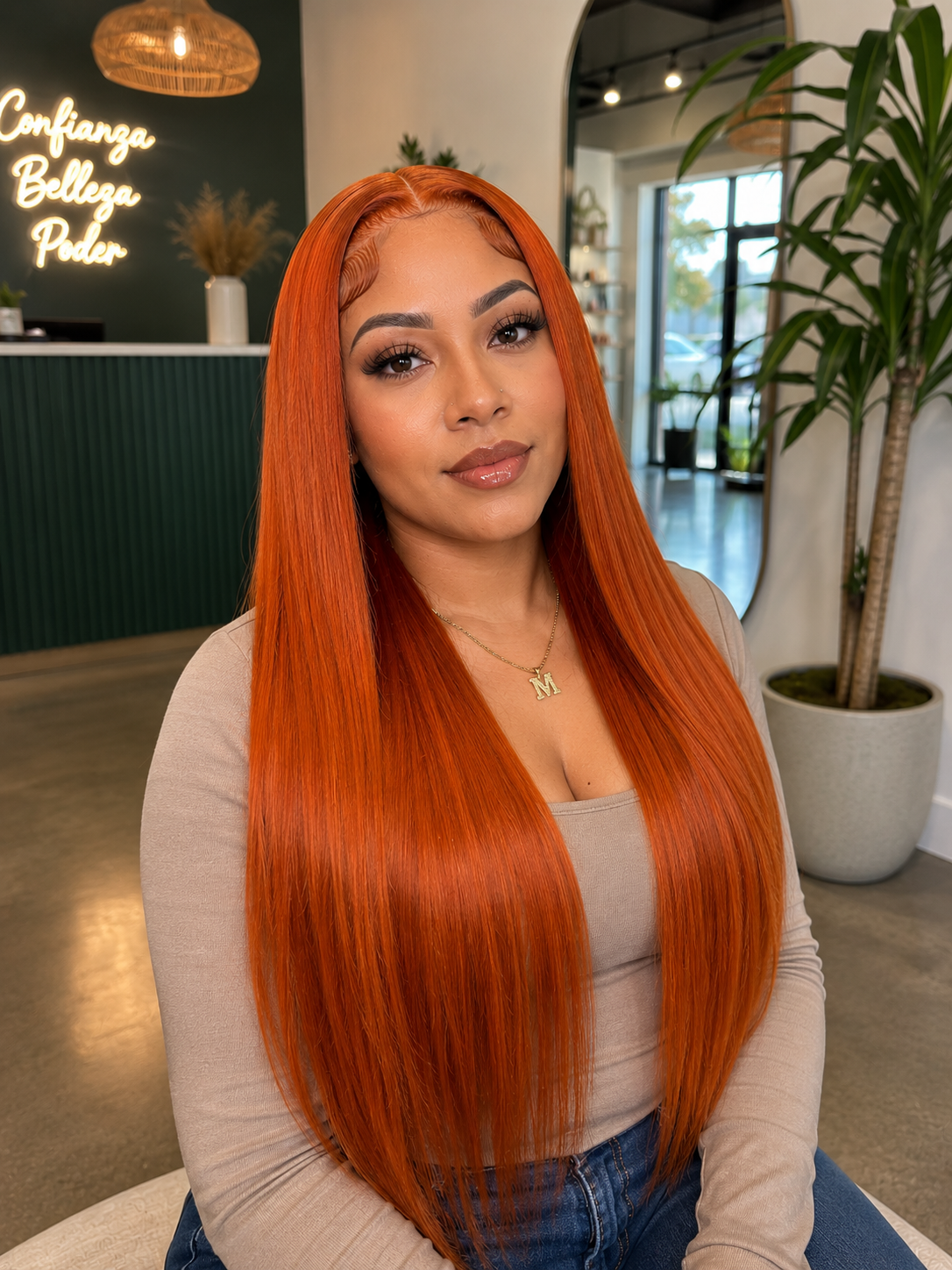 Phoenix | Long Straight Burnt Copper Lace Front Wig