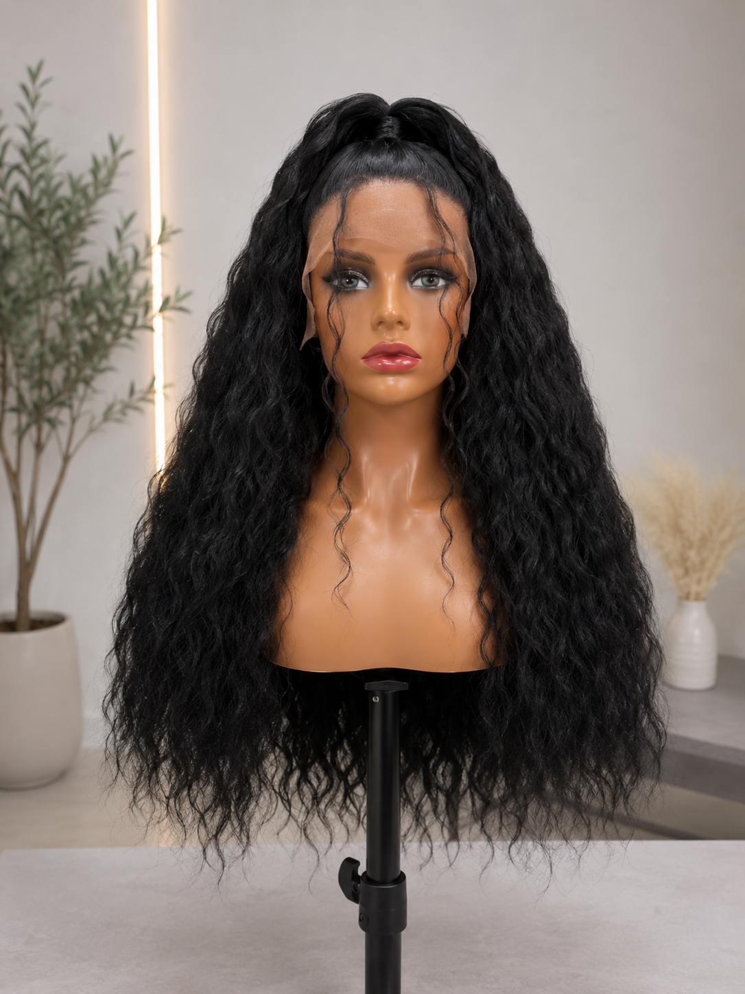 Midnight Curls | 26" Long Curly Half-Up Lace Front Wig