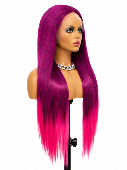Berry Blast | 30" Long Straight Ombre Lace Front Wig
