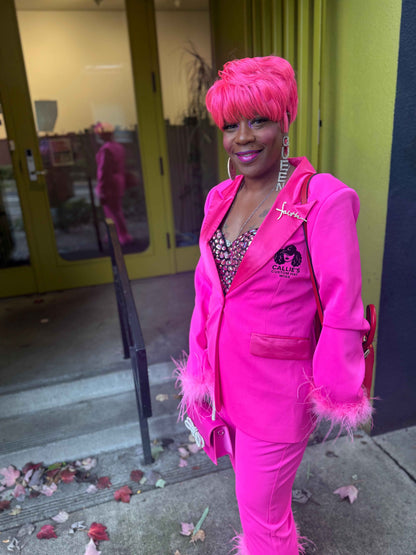 Ostrich Feather Blazer & Pants Set