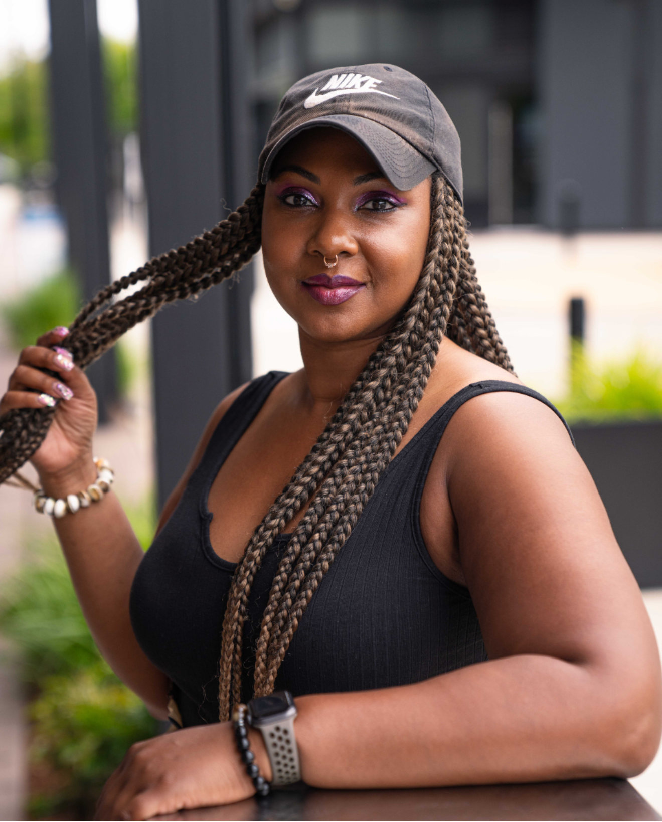 Black Braided Hat Wig for Women – 18" Black braided Baseball Cap