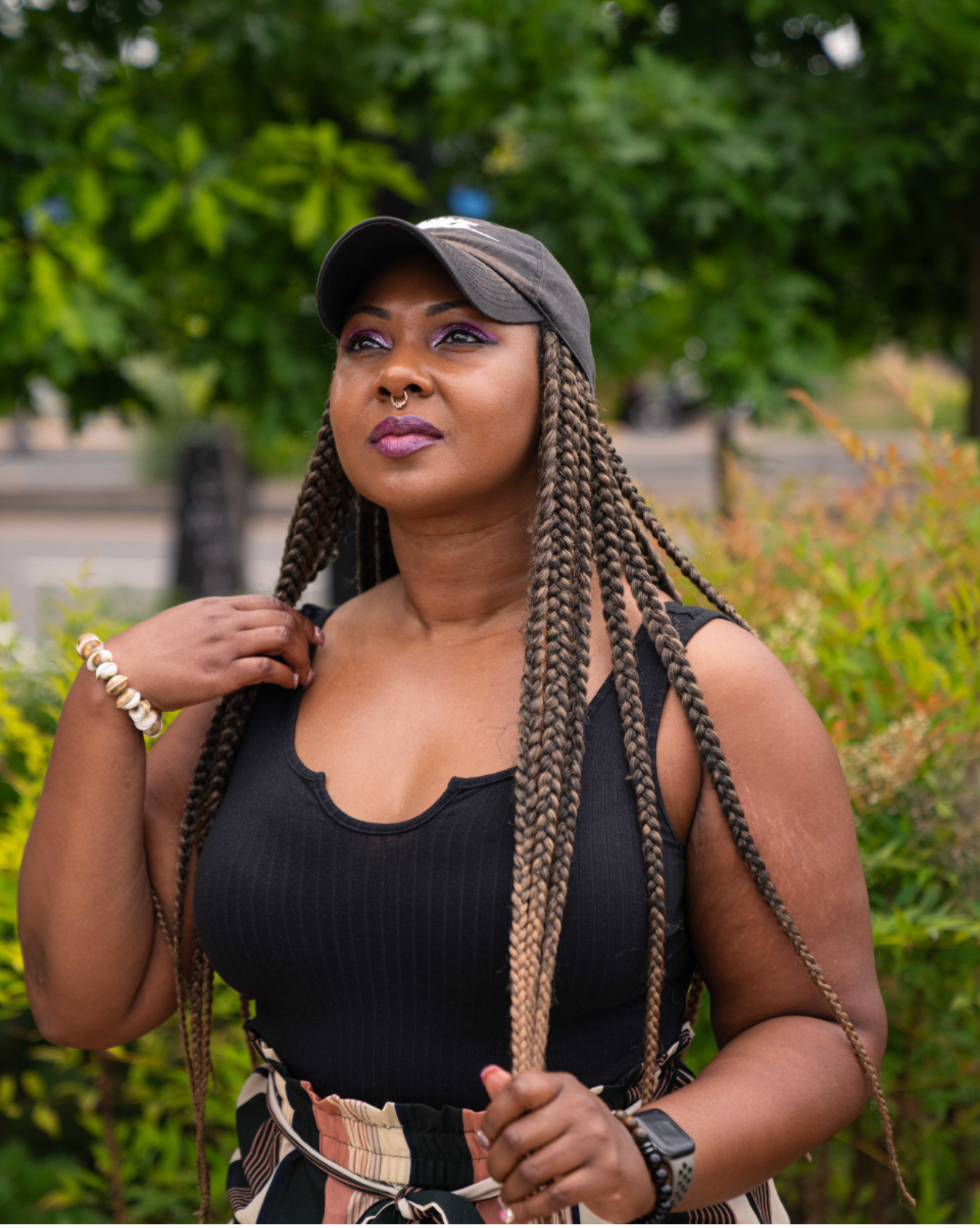 Black Braided Hat Wig for Women – 18" Black braided Baseball Cap