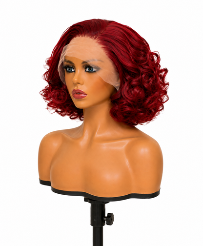 Camille | 12" Burgundy Curly Bob Lace Front Wig