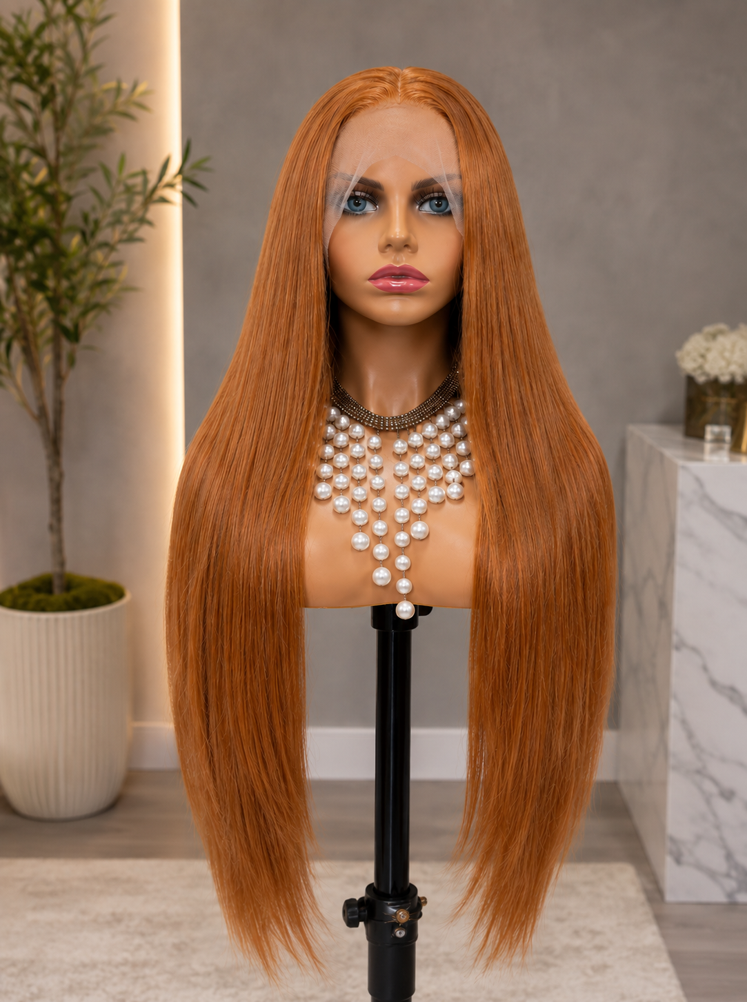 Sienna | Long Straight Copper Ginger Lace Front Wig