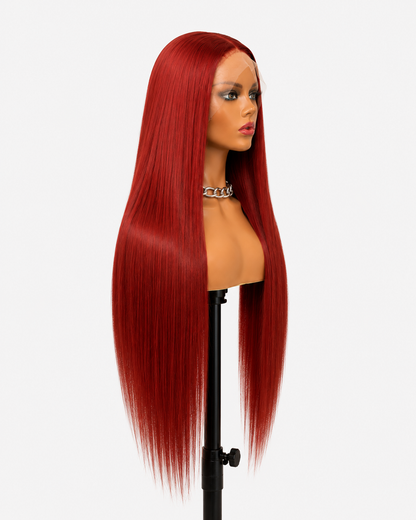 Desire | Long Straight Deep Ruby Red Lace Front Wig