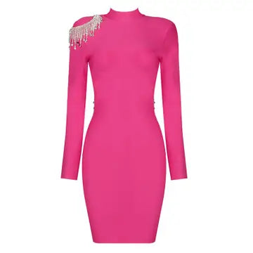 Diamond Tassel Backless Bandage Dress