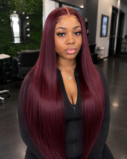Velvet | Long Straight Burgundy Lace Front Wig
